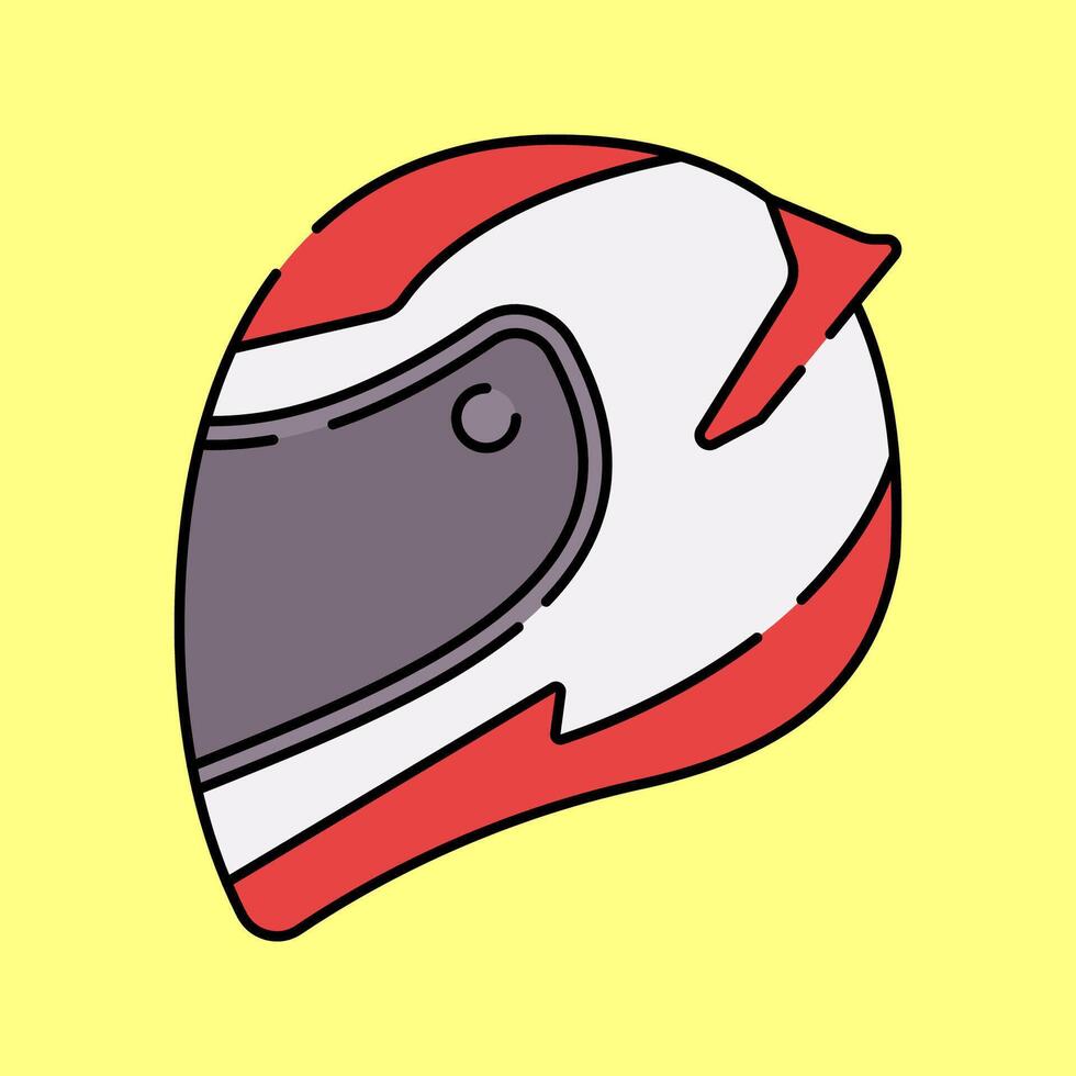 Racing Helmet Flat design style, a red and white protective helmet, representing driver safety, perfect for motorsport illustrations, racing promotions, and automotive branding. vector