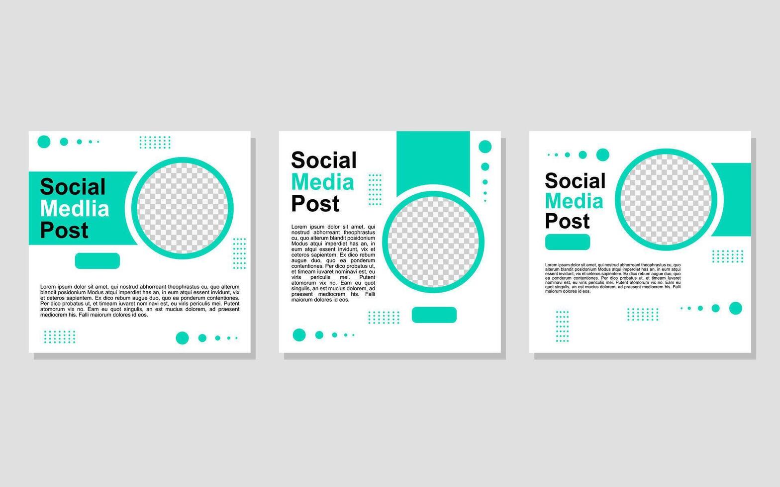 Social media post templates featuring three green circles. vector