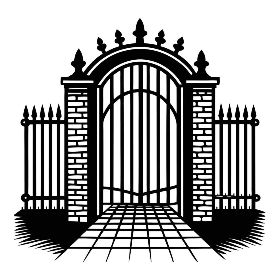 gated entrance illustration. vector