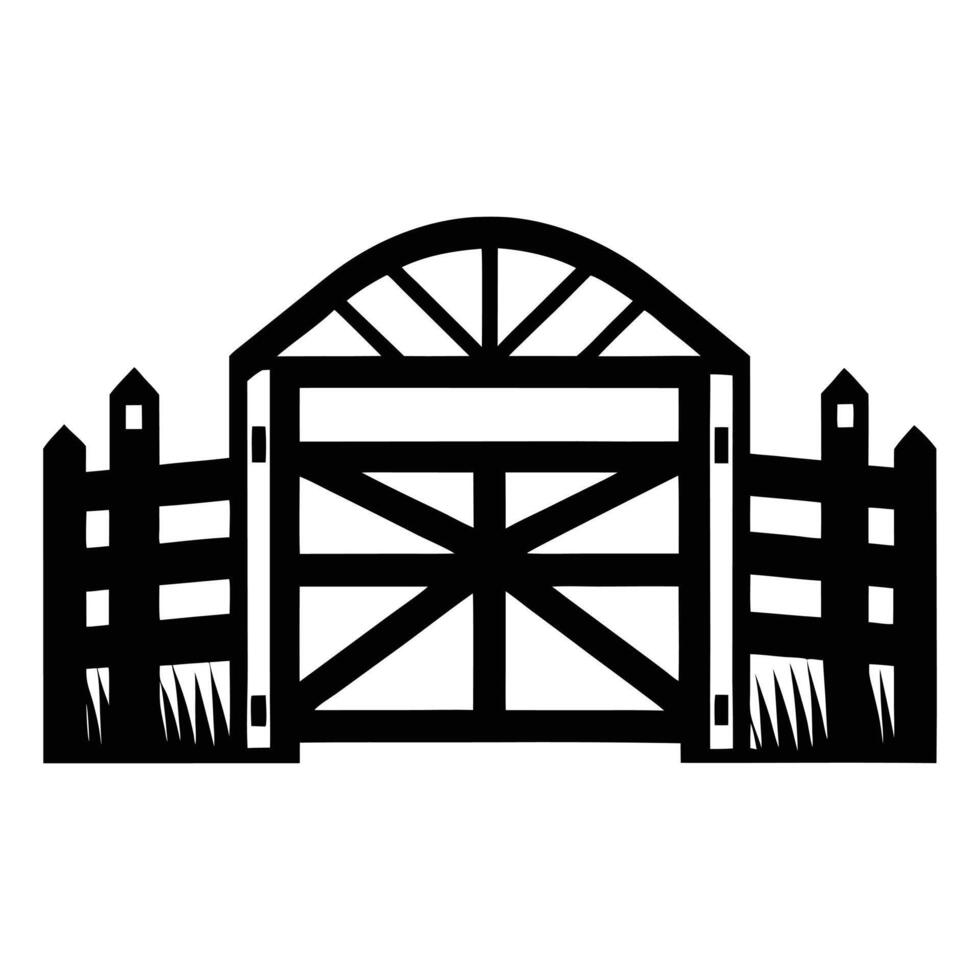 a black and white illustration of a gate white background. vector