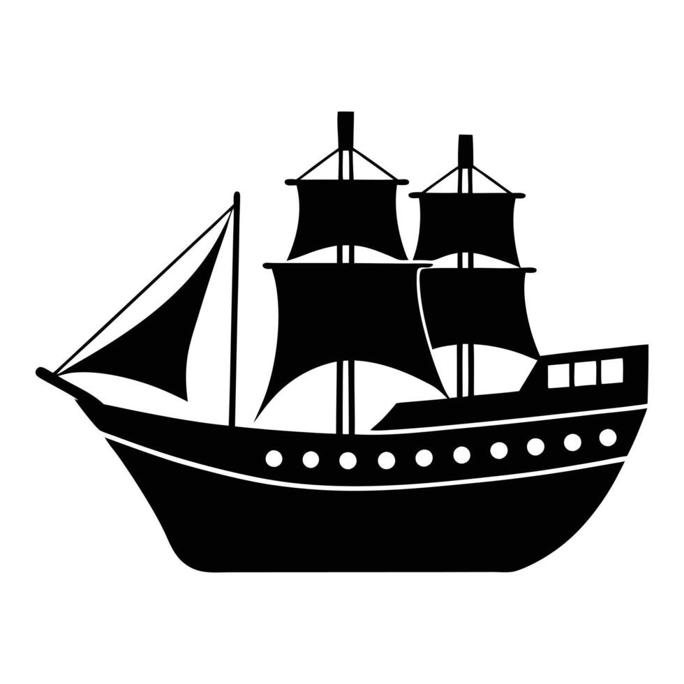 ship silhouette illustration on white background. vector