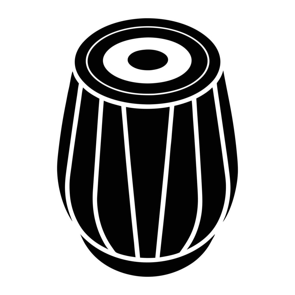 black and white illustration of a drum. vector