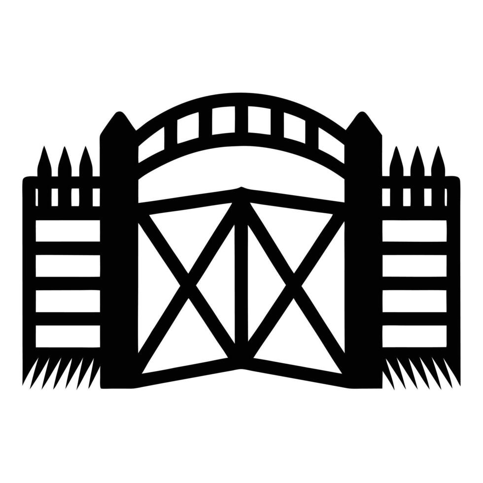 a black and white illustration of a gate. vector