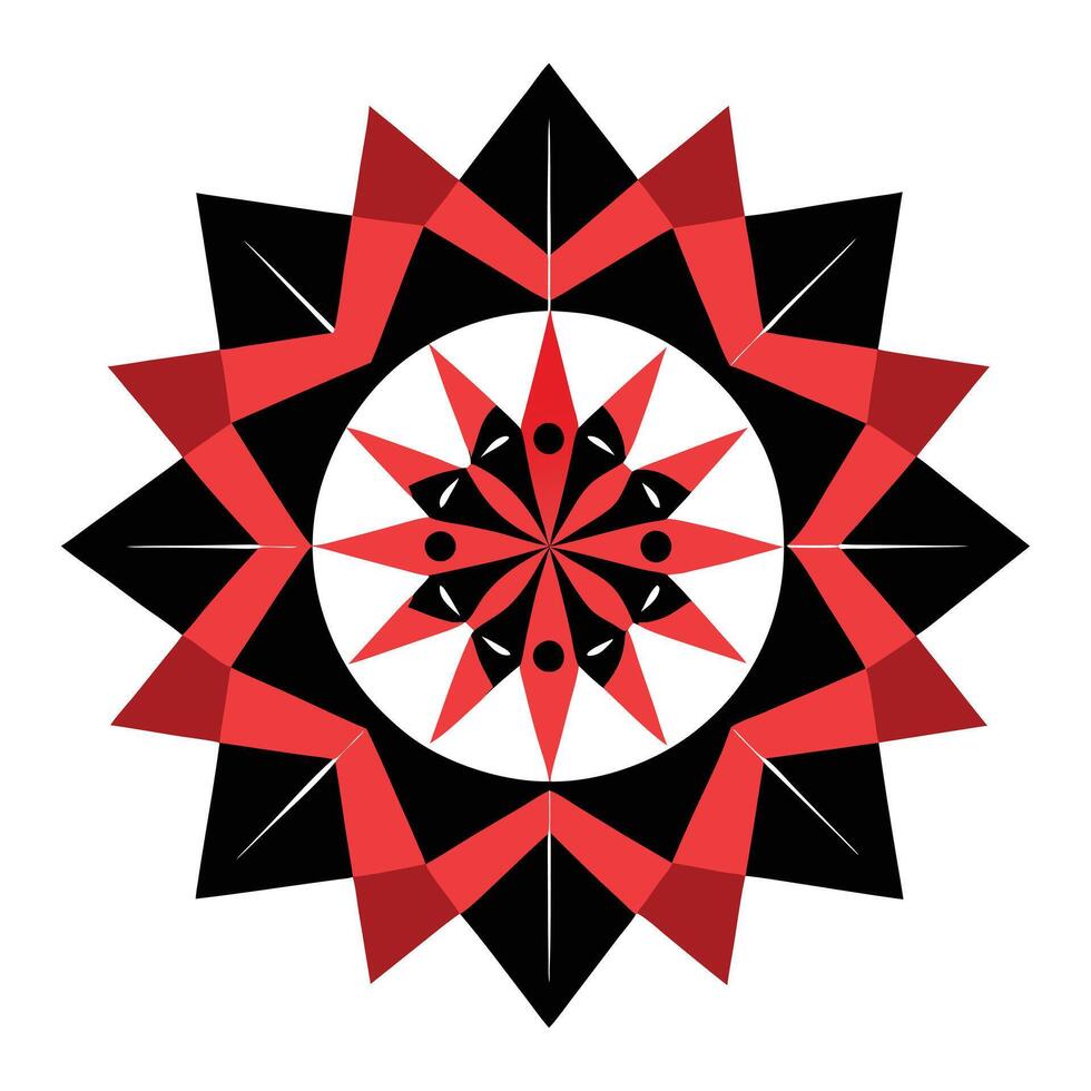 a red and black mandala with a white background vector