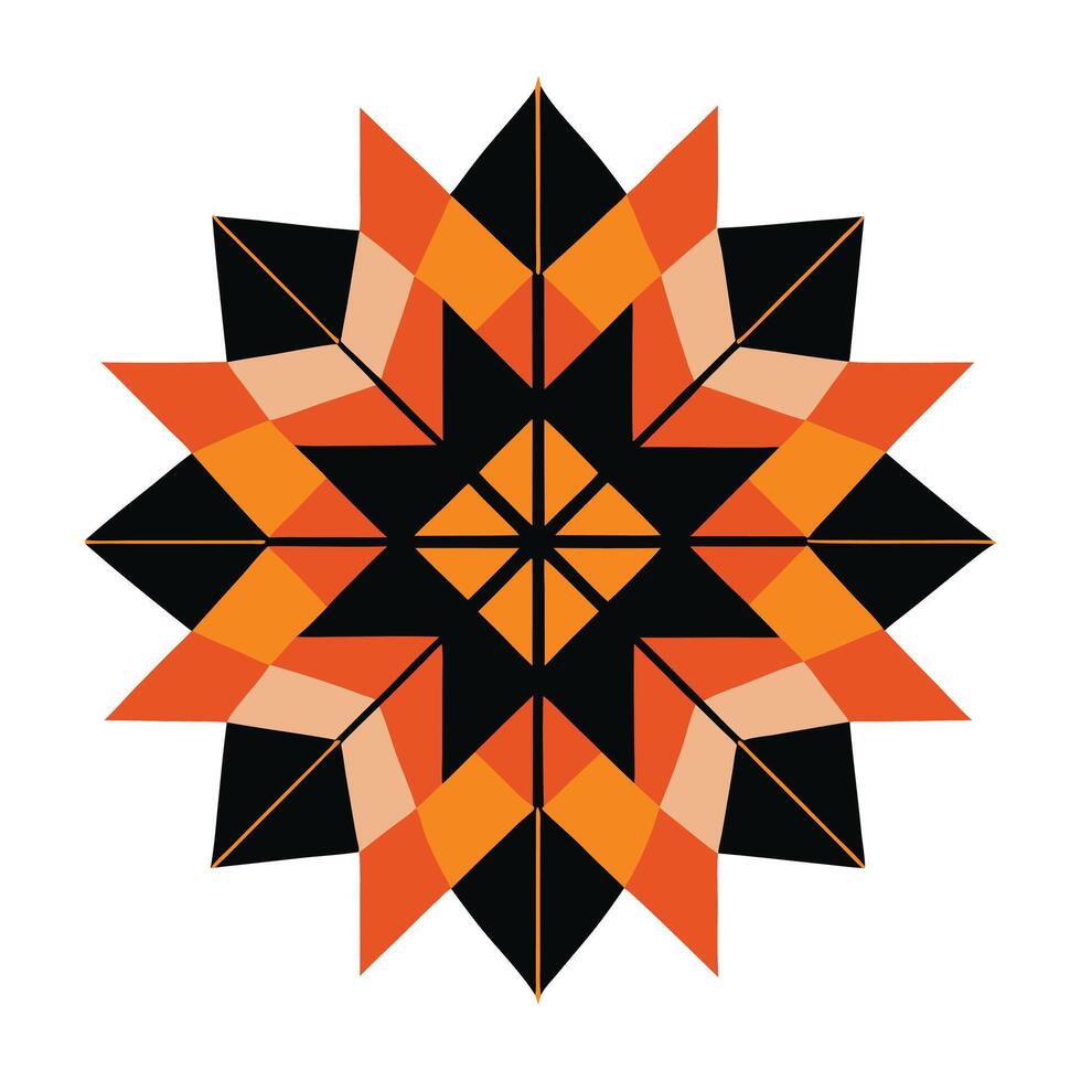 a geometric pattern with orange and black colors vector