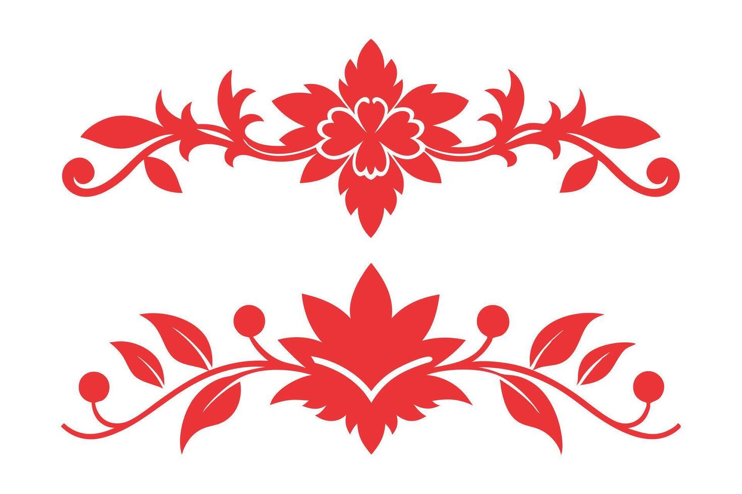 red floral design illustration vector