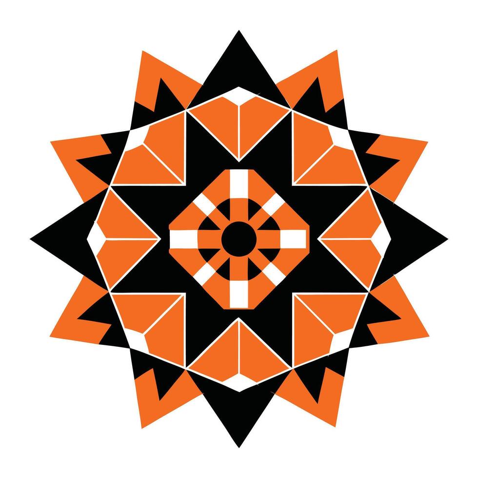 a geometric design with orange and black colors vector