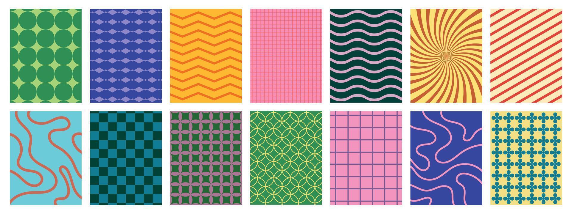 collection of textured backgrounds with simple and fun repeating patterns. Abstract colorful backgrounds for cards, posters, covers, banners, or branding. vector