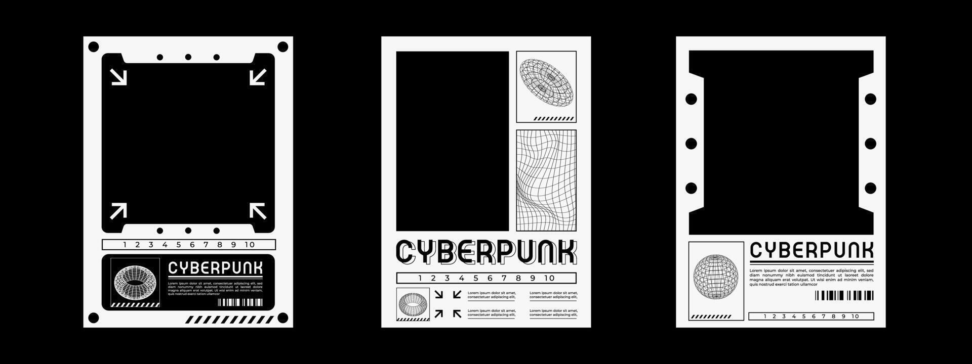 Futuristic y2k technology frame for design. HUD frames in Ski-Fi style, GUI, FUI. Modern cyber user interface elements. vector