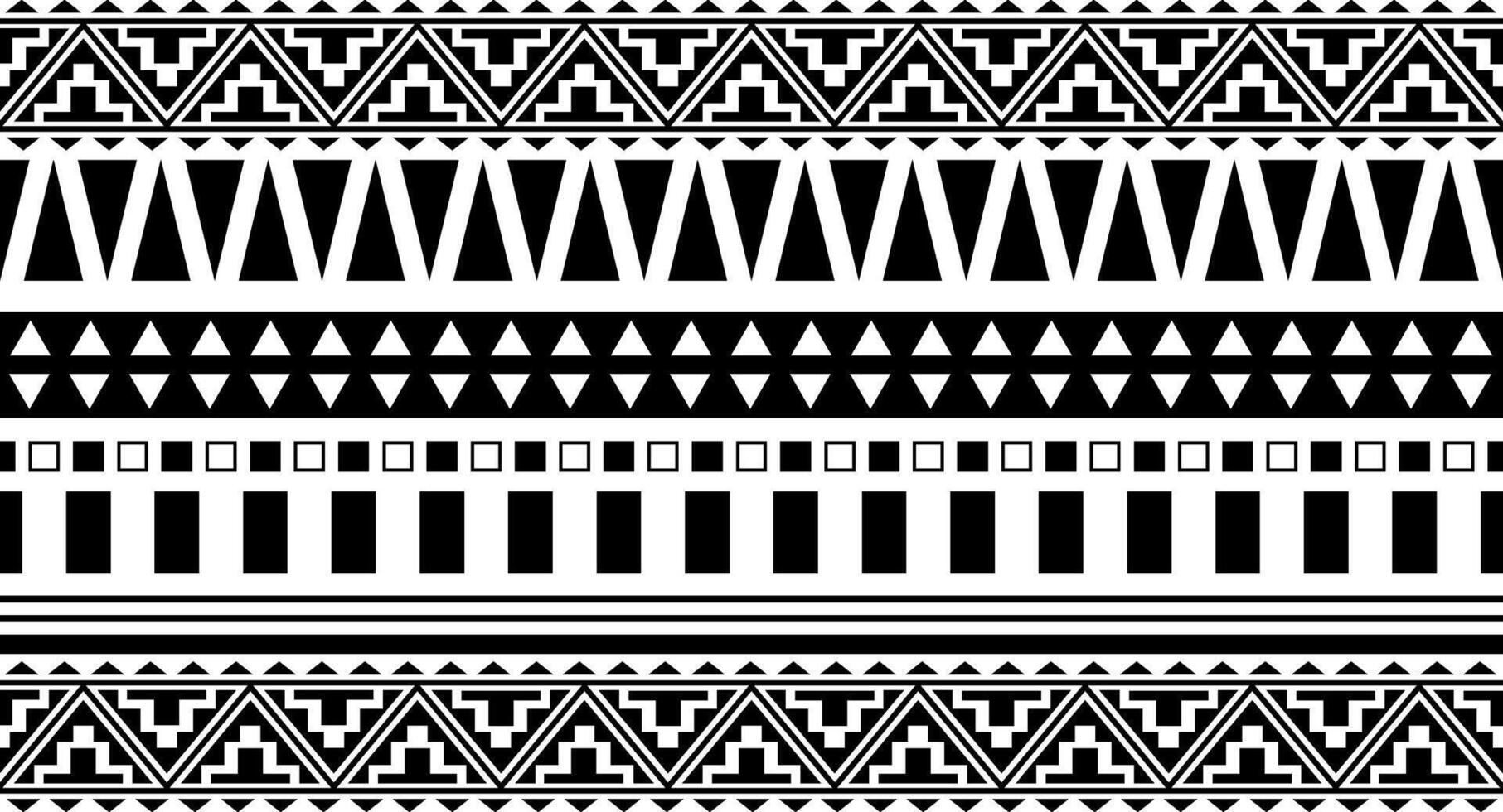 Tribal ethnic seamless pattern in black and white. Set of seamless Indian patterns. Ethnic seamless ornament, border, frame. Endless ethnic ornament Maya, Inca, Aztec, Peru, Brazil, Mexico, Guatemala. vector