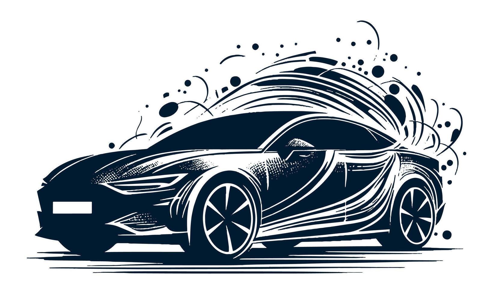 A car is being sprayed with water and splashes vector