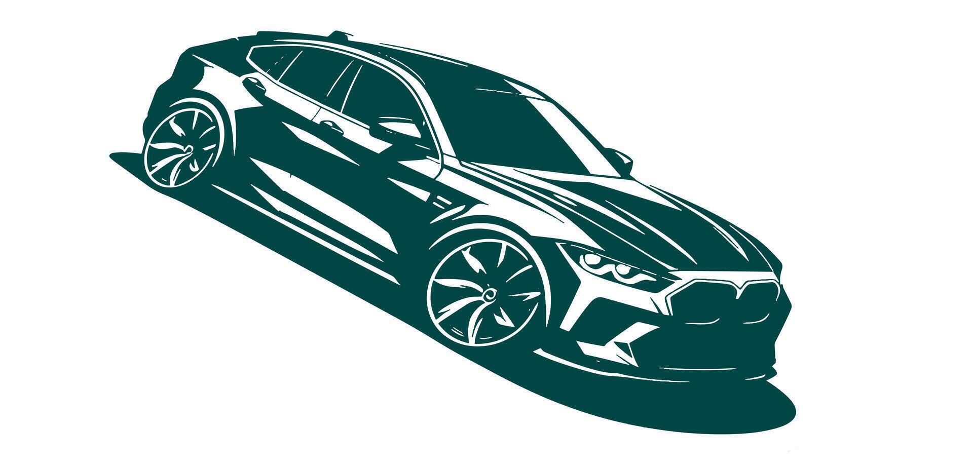 A black and white car on a white background vector