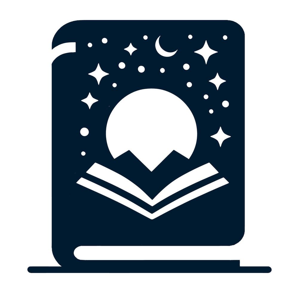 An open book with stars and moon of it vector