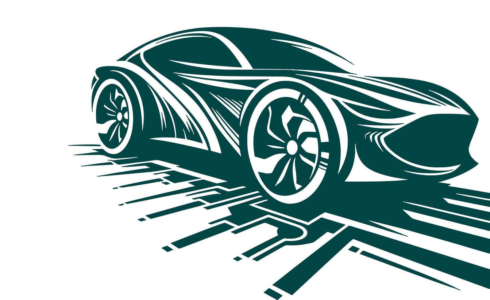 An image of a car on a circuit board vector