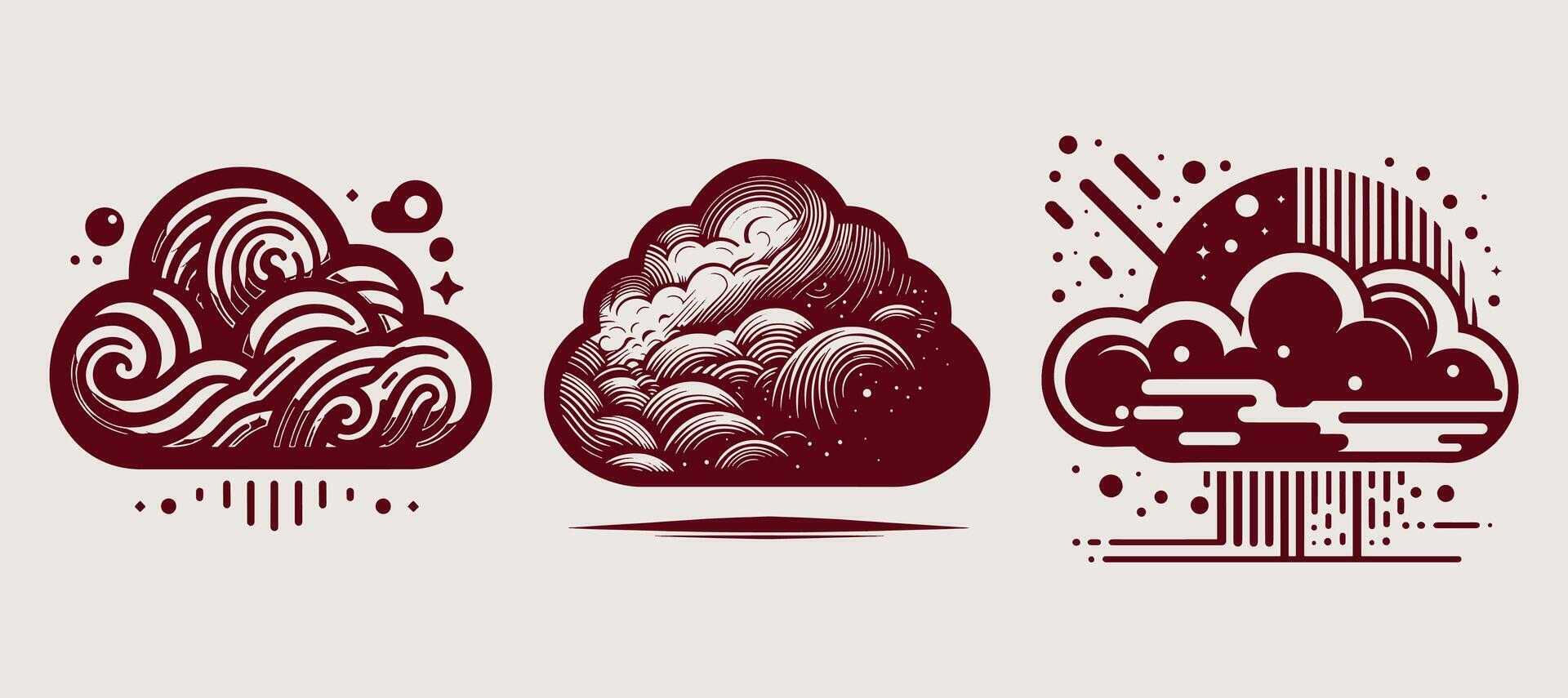 A set of three different types of clouds vector