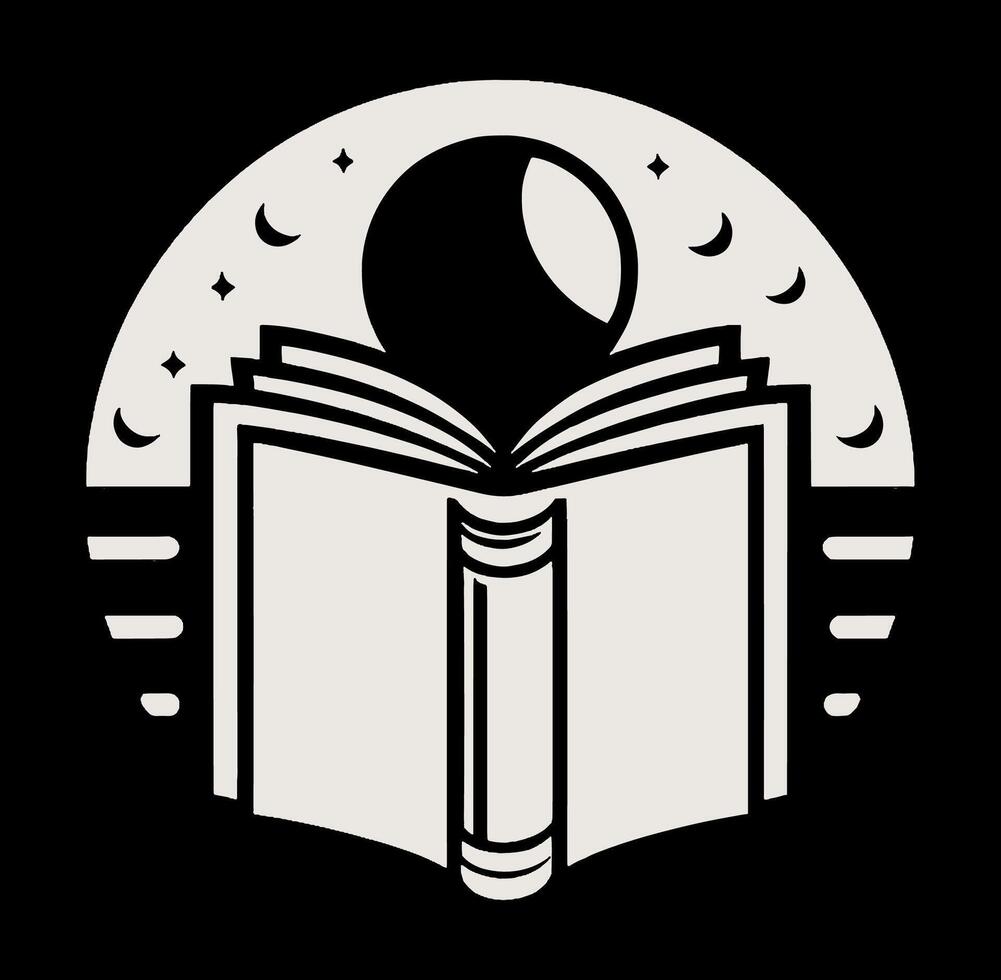 An open book with a moon on it vector
