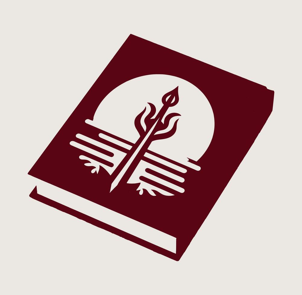 A book with a sword on it vector
