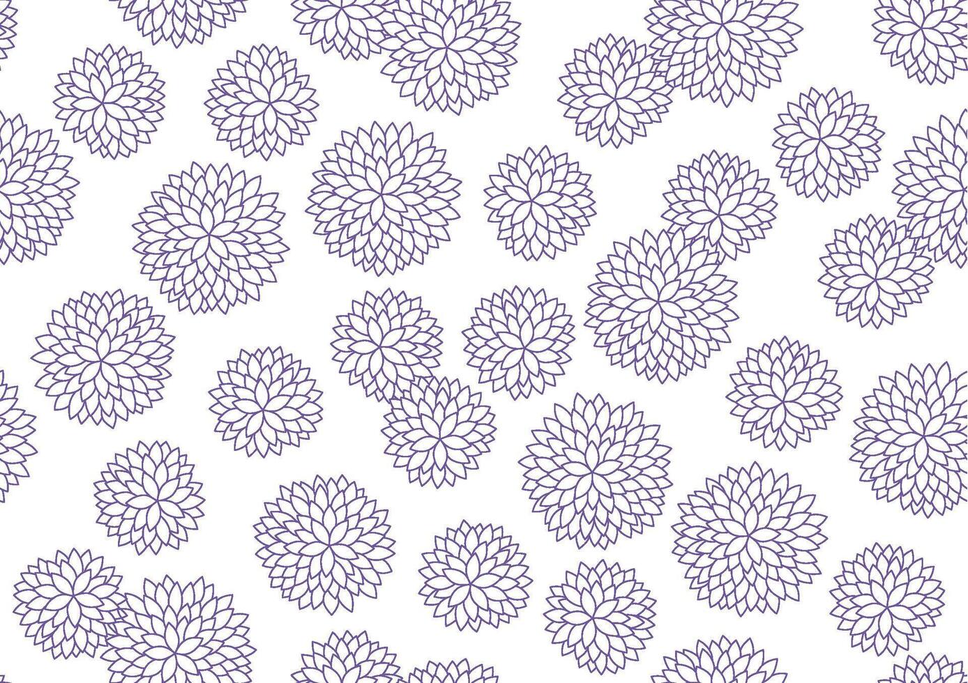 Horizontally And Vertically Repeatable Seamless Japanese Auspicious Vintage Chrysanthemum Line Drawing Pattern. vector