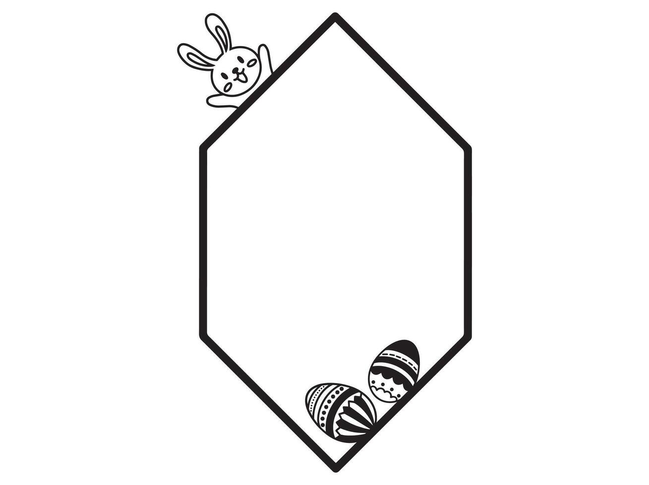 Easter Frame Line Art Illustration vector