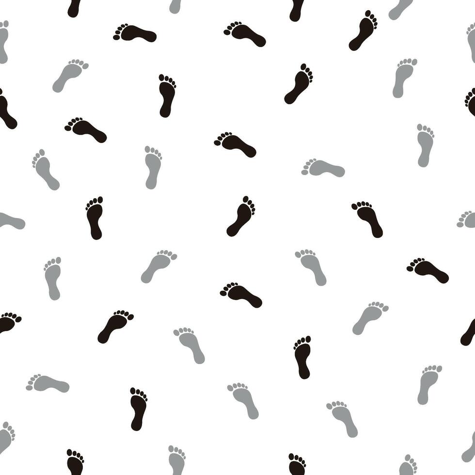 Seamless Footprint Pattern with Black, Gray, and Light Gray Footprints vector