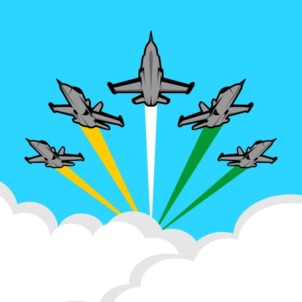 aerobatic aircraft fighter jet with smoke india flag in the sky vector