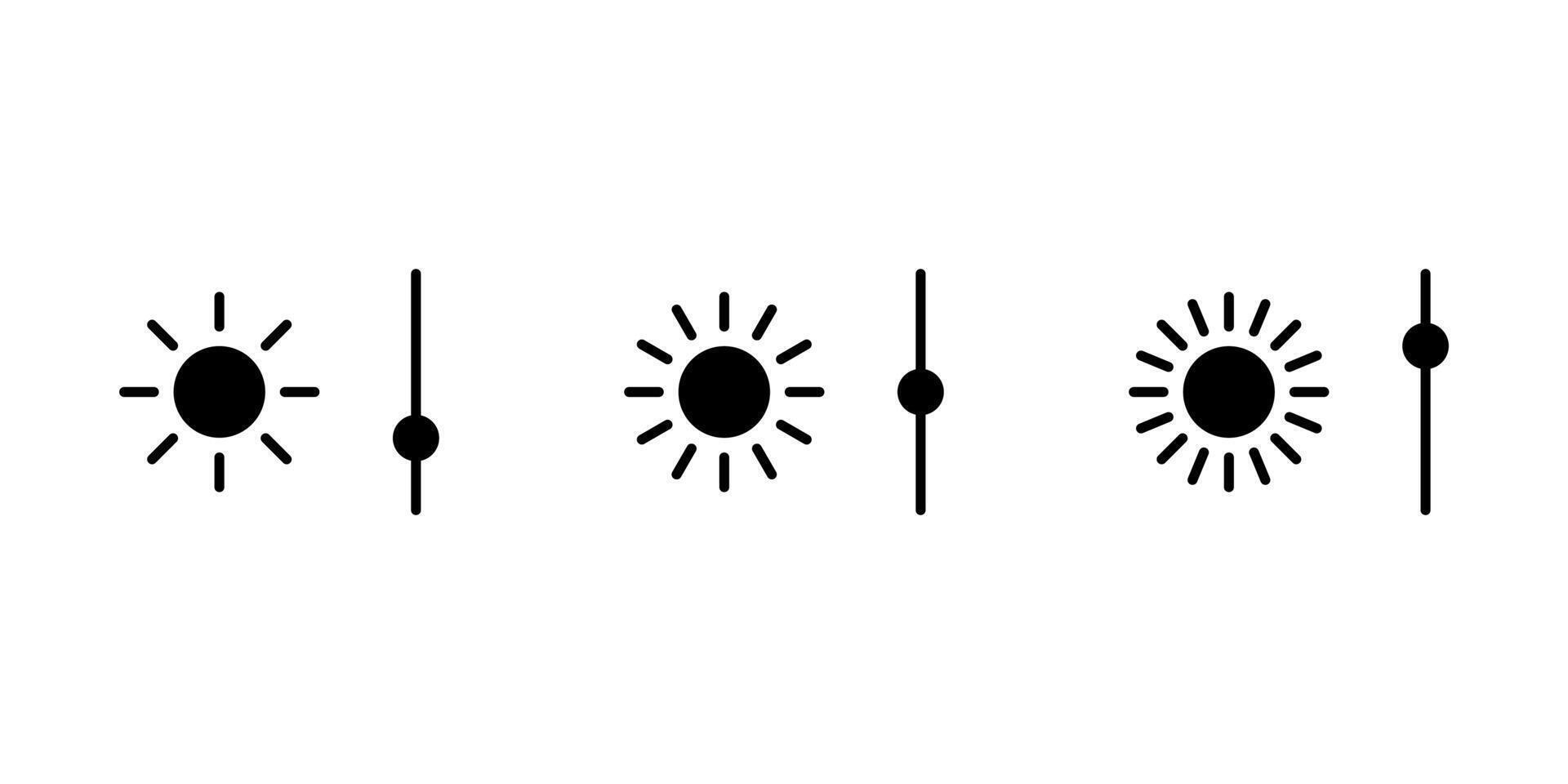 Brightness control icons set. Screen brightness and contrast level settings icon. vector