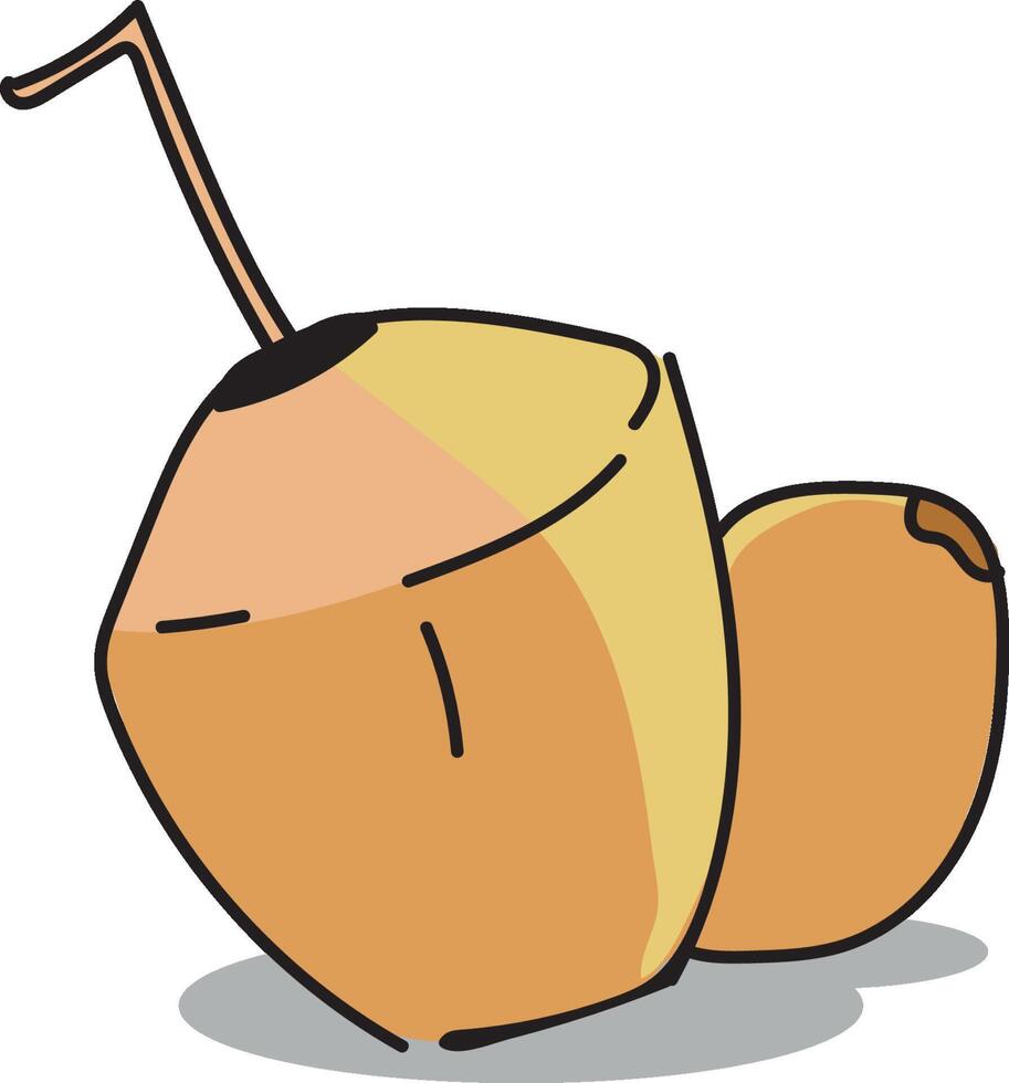 A Minimalist Illustration of a King Coconut, Highlighting Its Distinct Orange Hue and Smooth Texture, Representing the Essence of Tropical Freshness in a Clean and Simple Design. vector