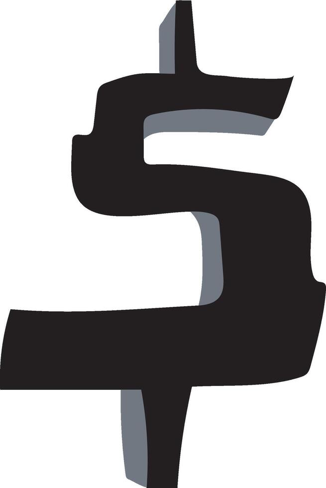 Simple, modern black color Dollar symbol vector
