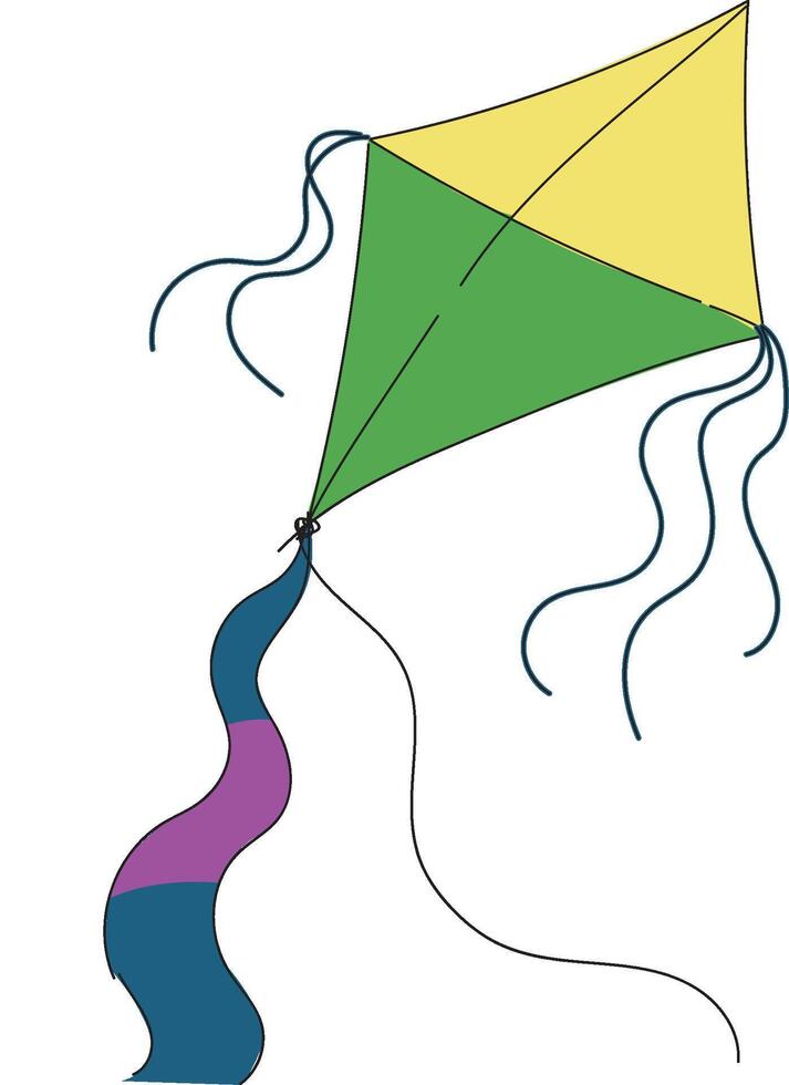 A Dazzling Multi-Color Kite Dancing in the Sky, Soaring Through the Clouds, Capturing the Essence of Playful Freedom and Joyful Moments, Drifting on the Gentle Breeze of a Perfect Spring Day vector