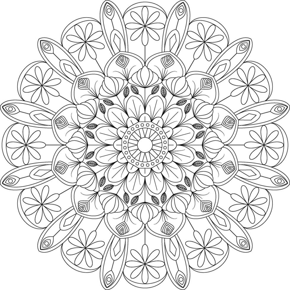 Floral-inspired mandala ornament with symmetry for artistic expression vector