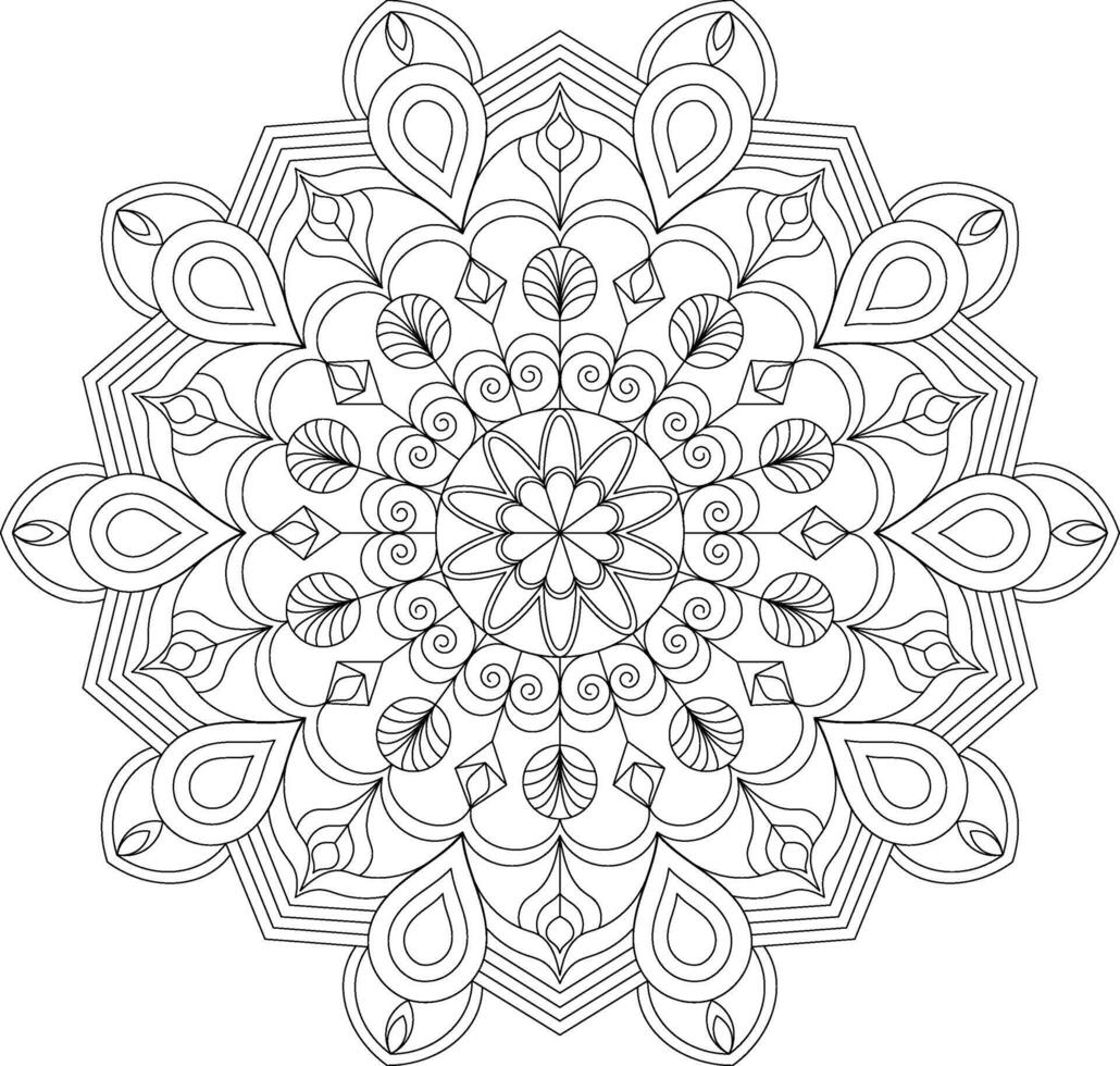 Black and white spiritual mandala illustration for peaceful and inspiring designs vector