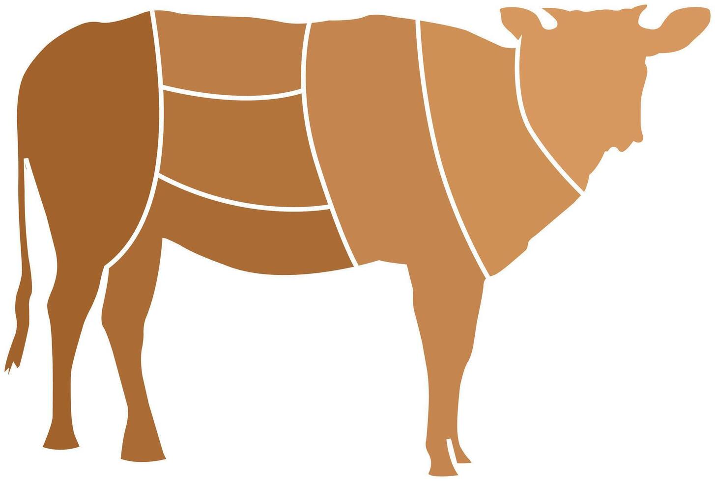 Slice of Brown Cows for Eid Adha with White Outline vector