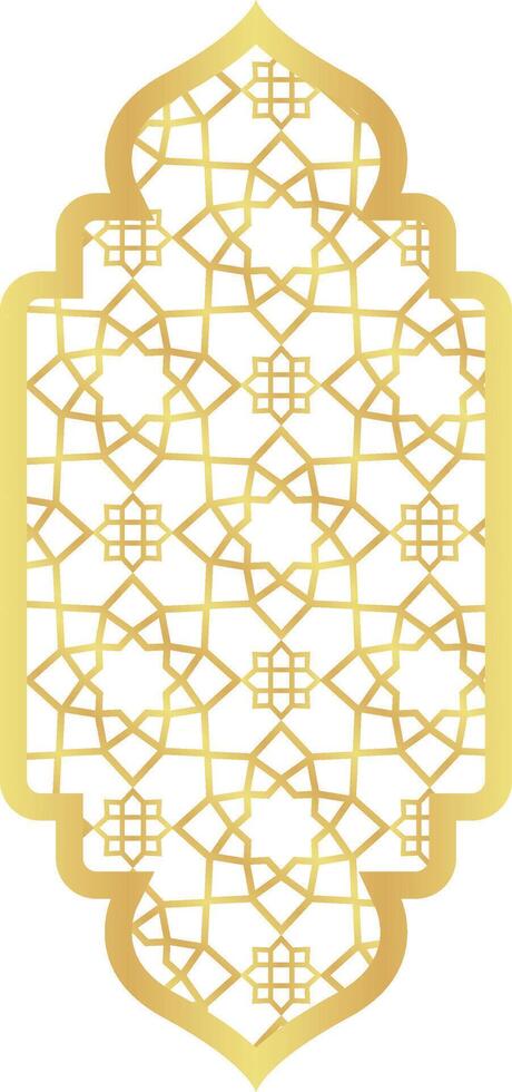 Dome with Double Rounded Rectangle Gold Gradient with Islamic Pattern of Oriental Style Islamic Frame Arches with Modern Boho Mosque Dome for Window vector