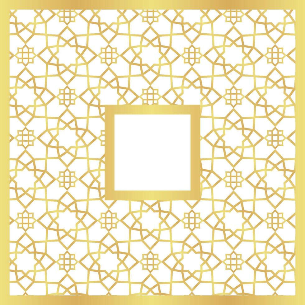 Square Gold Gradient with Islamic Pattern with Hole vector