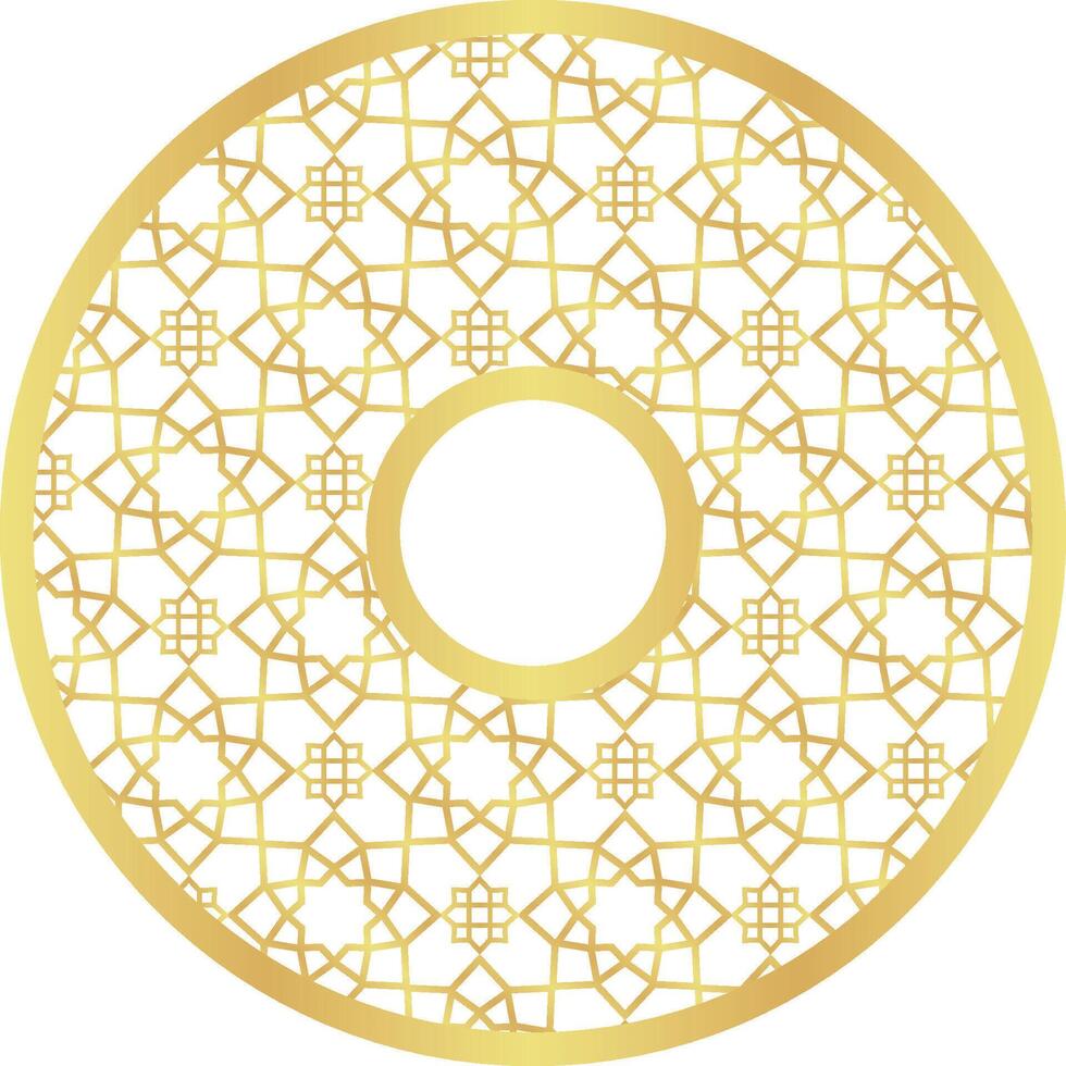 Circle Gold Gradient with Islamic Pattern with Hole vector
