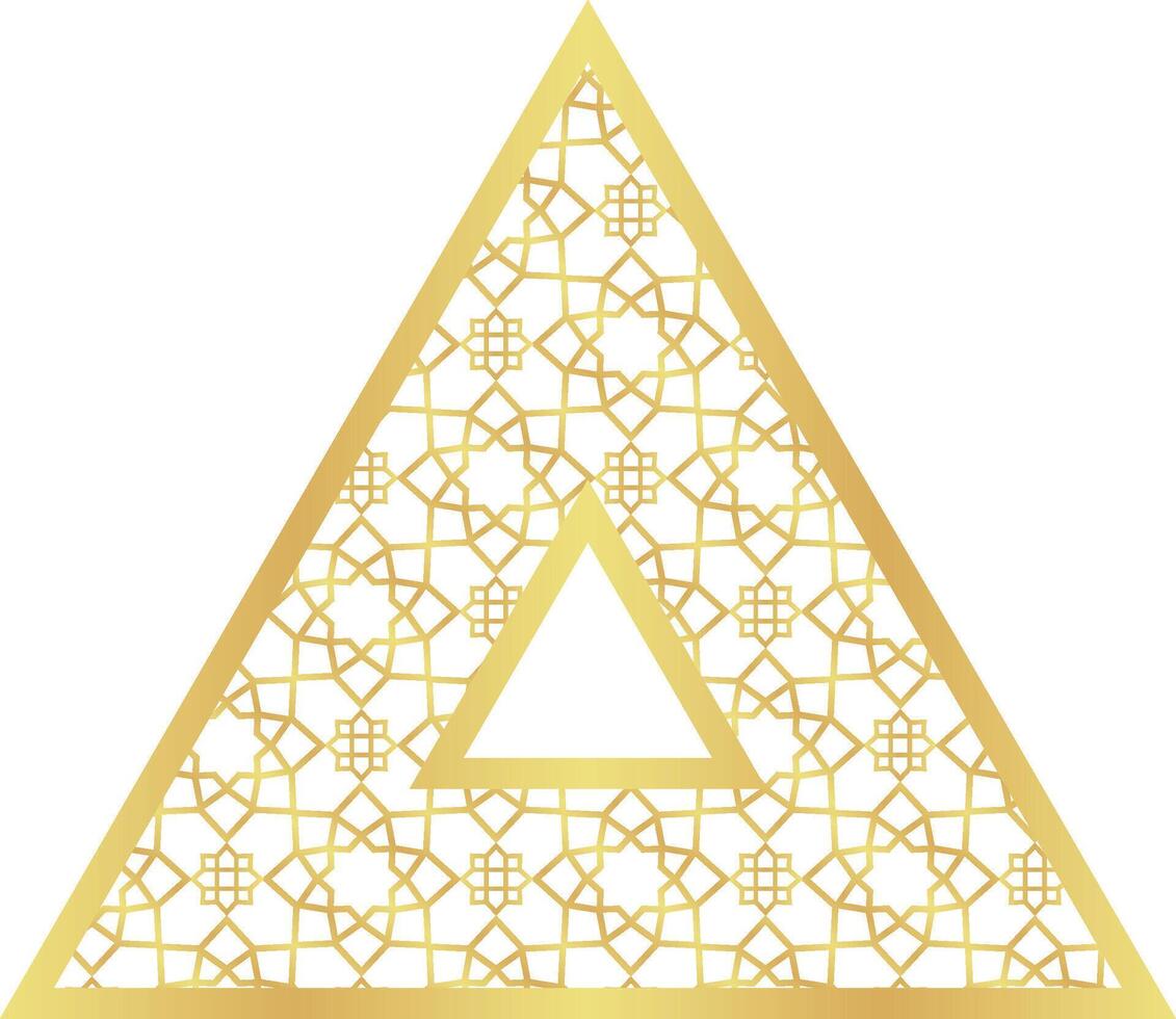 Triangle Gold Gradient with Islamic Pattern with Hole vector