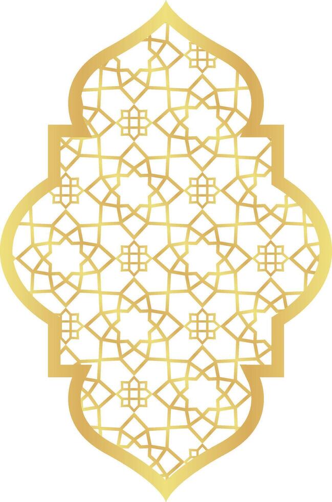 Dome with Rectangle Circle Gold Gradient with Islamic Pattern of Oriental Style Islamic Frame Arches with Modern Boho Mosque Dome for Window vector