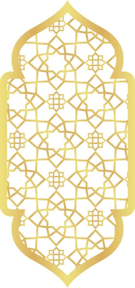Dome with Rounded Rectangle Gold Gradient with Islamic Pattern of Oriental Style Islamic Frame Arches with Modern Boho Mosque Dome for Window vector