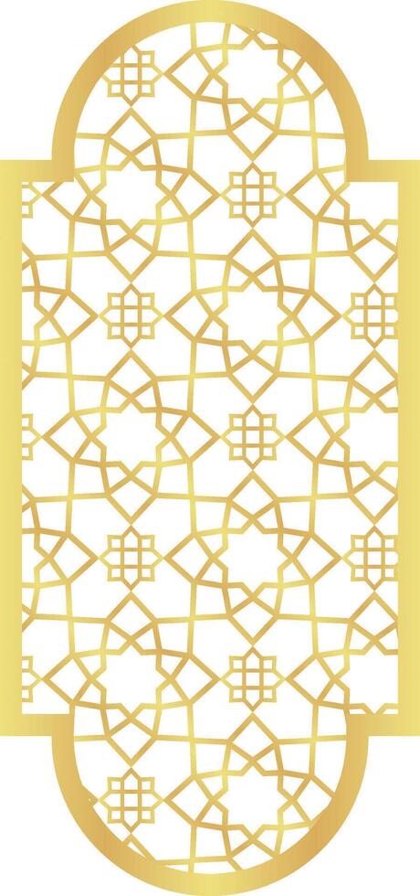 Circle with Rectangle Gold Gradient with Islamic Pattern of Oriental Style Islamic Frame Arches with Modern Boho Mosque Dome for Window vector