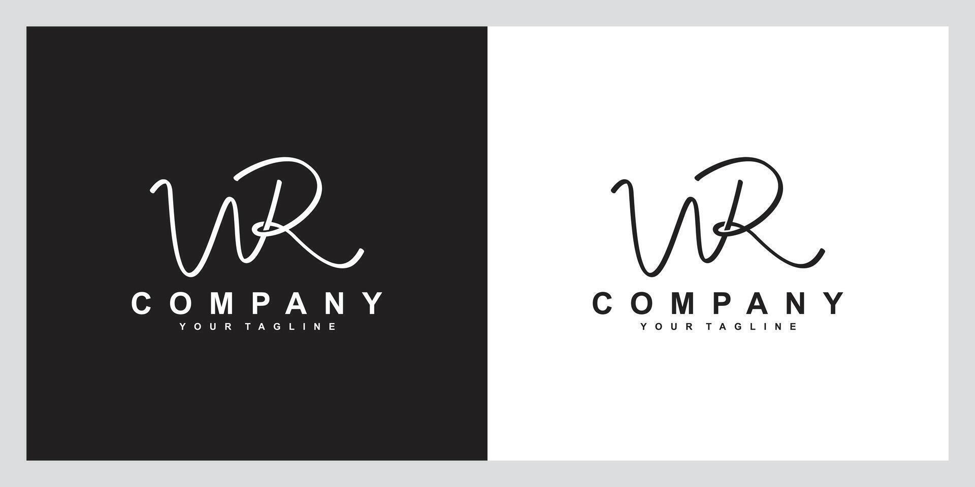WR initial signature logo. Handwriting logo template WR vector