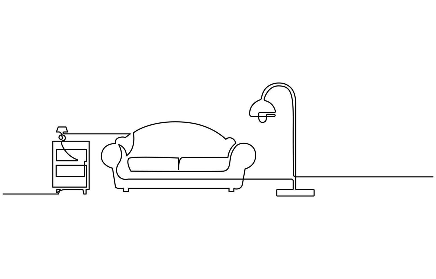 Modern furniture simple linear style draw vector
