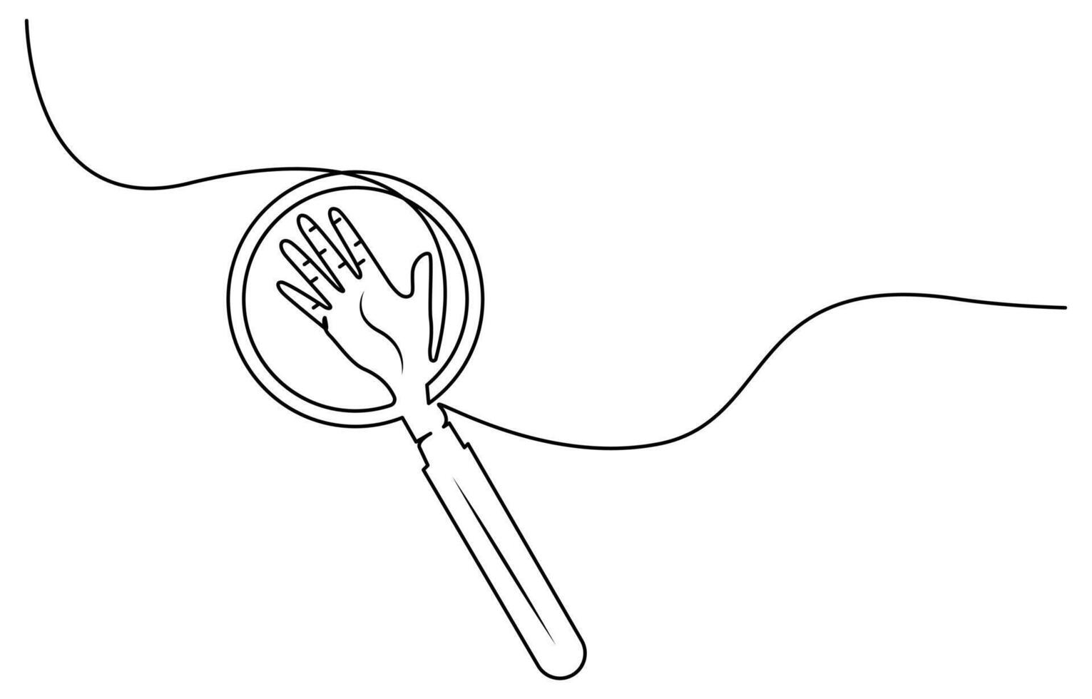 magnifying glass with hand draw vector
