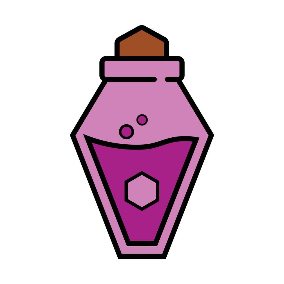 Colorful potion bottle filled with purple liquid vector