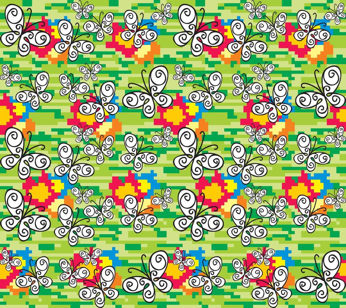 Seamless background with butterflies. vector