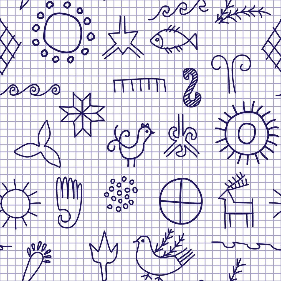 A seamless background with ancient symbols. vector