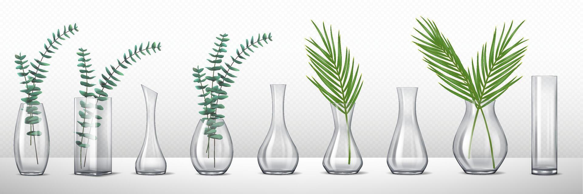 Realistic 3D illustration of a tall, cylindrical glass vase with a minimalistic design. Ideal for floral arrangements, home decor, and interior styling. vector