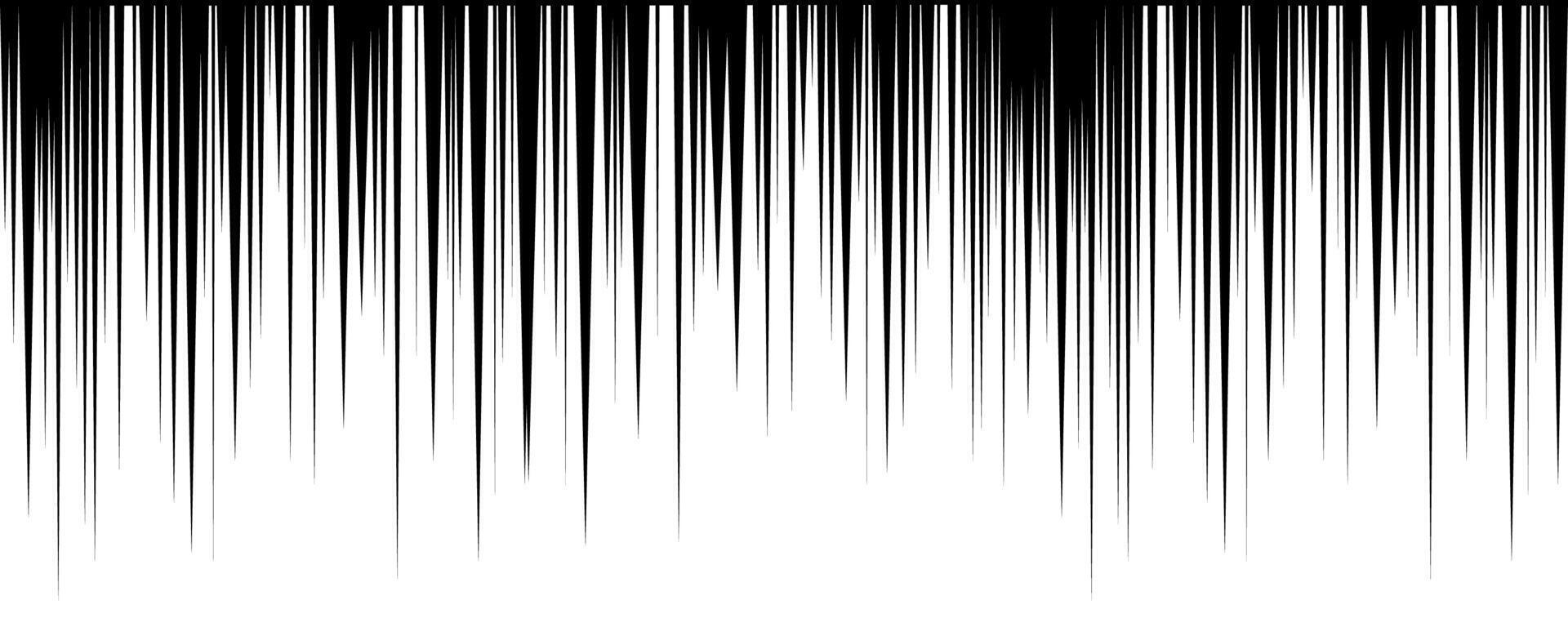 Abstract design featuring a series of vertical black spikes forming a gradient against a white background conveying motion and edgy style. vector