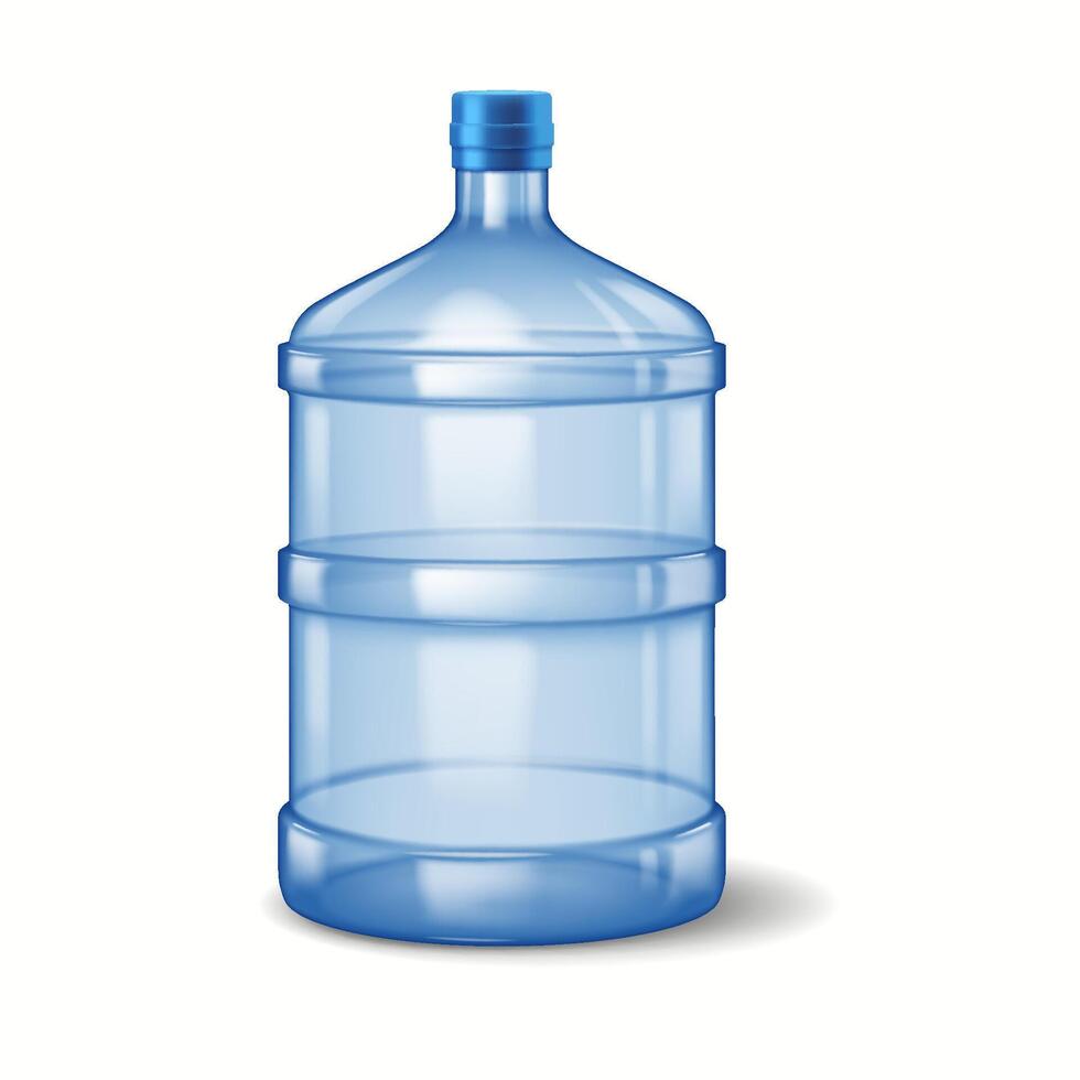 Highresolution illustration of a large blue water bottle often used in office water coolers. The bottle is empty, showing highlights and reflections. vector