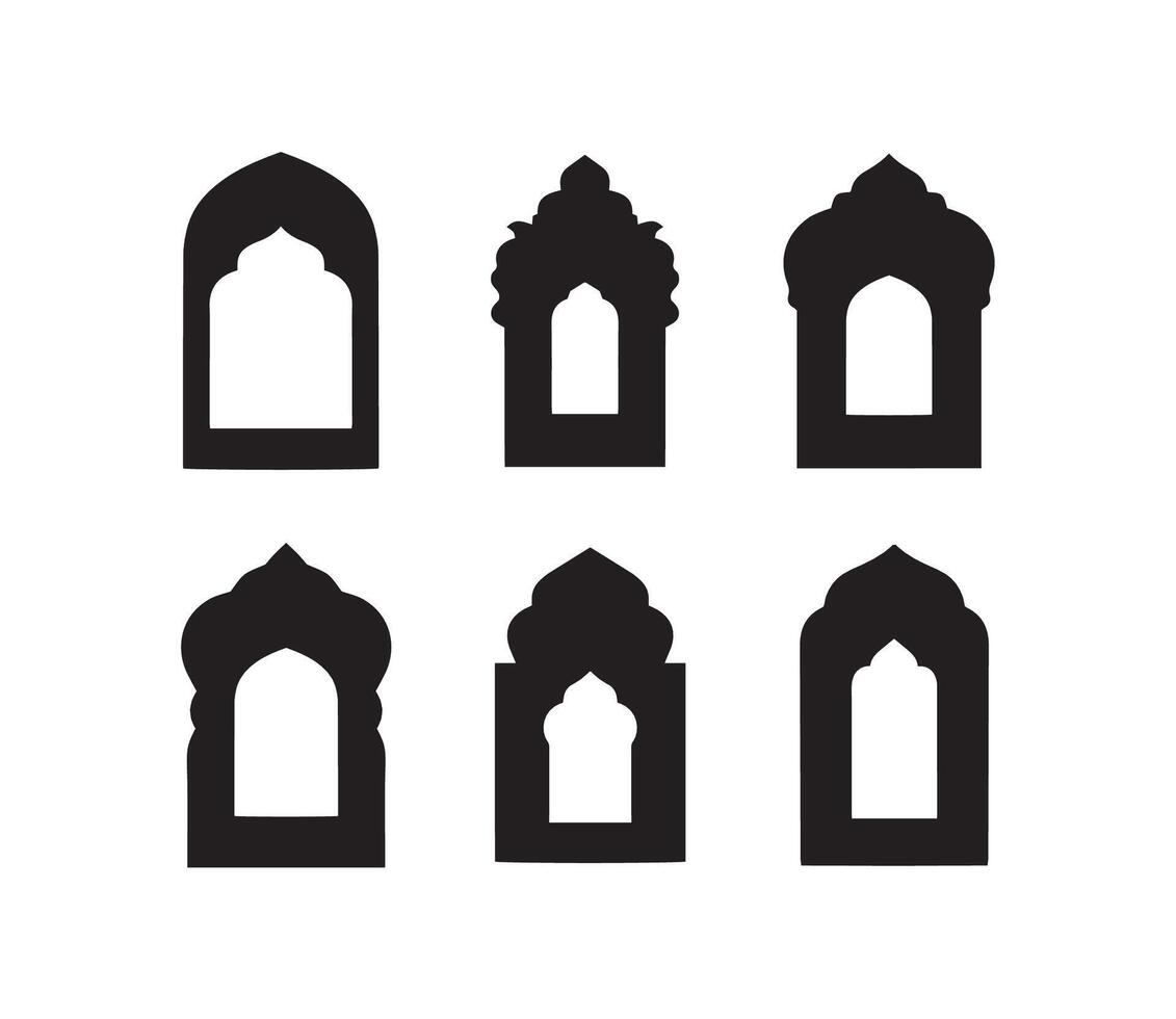 Islamic Arched Window Silhouettes for Architecture and Art vector