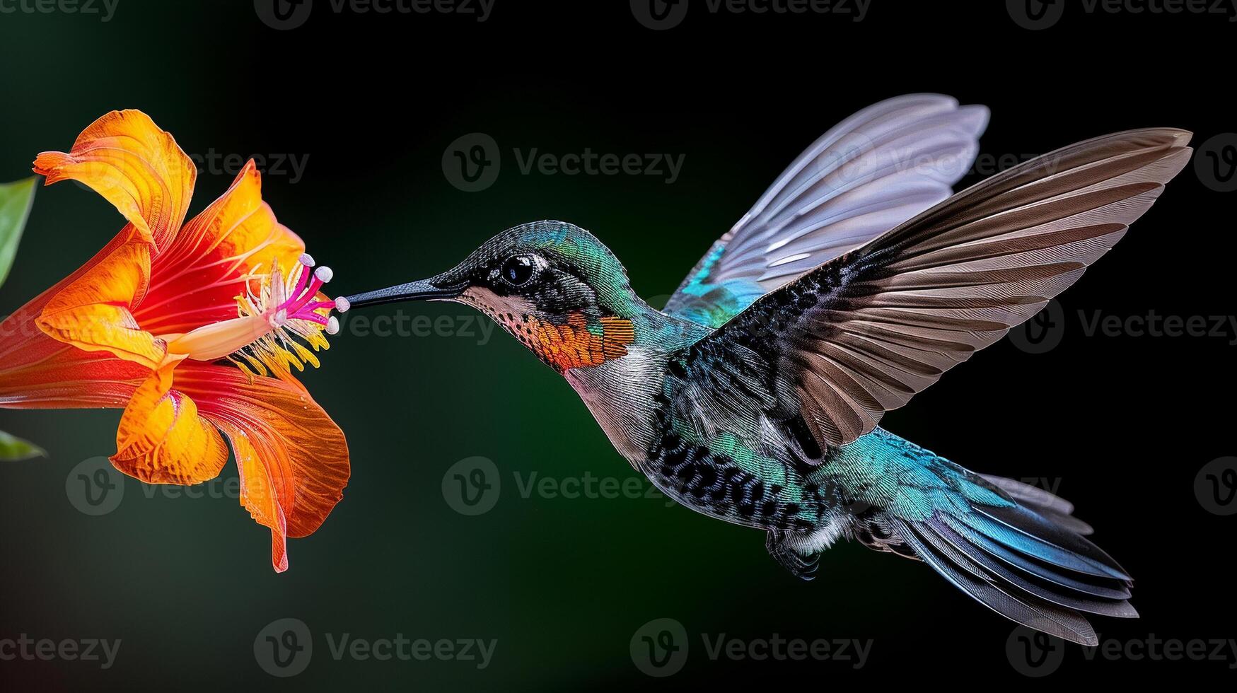 Stunning Hummingbird and Flower Interaction photo